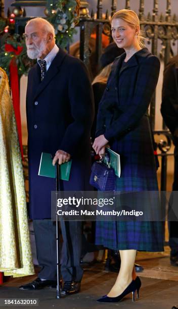 Prince Michael of Kent and Lady Gabriella Kingston attend The 'Together At Christmas' Carol Service at Westminster Abbey on December 8, 2023 in...