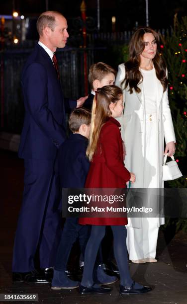 Prince William, Prince of Wales, Prince Louis of Wales, Prince George of Wales, Princess Charlotte of Wales and Catherine, Princess of Wales attend...