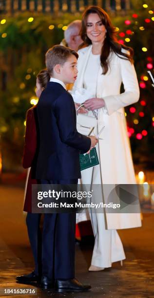 Prince George of Wales and Catherine, Princess of Wales attend The 'Together At Christmas' Carol Service at Westminster Abbey on December 8, 2023 in...