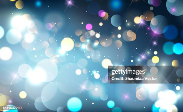 stockillustraties, clipart, cartoons en iconen met abstract blue christmas bokeh lights and shiny sparkling background design - magician