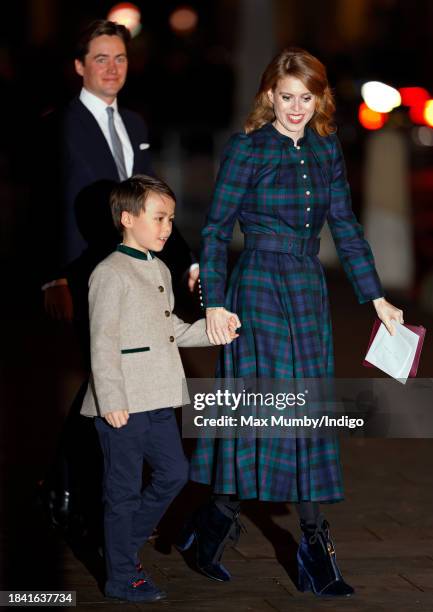Edoardo Mapelli Mozzi, Christopher Woolf Mapelli Mozzi and Princess Beatrice attend The 'Together At Christmas' Carol Service at Westminster Abbey on...
