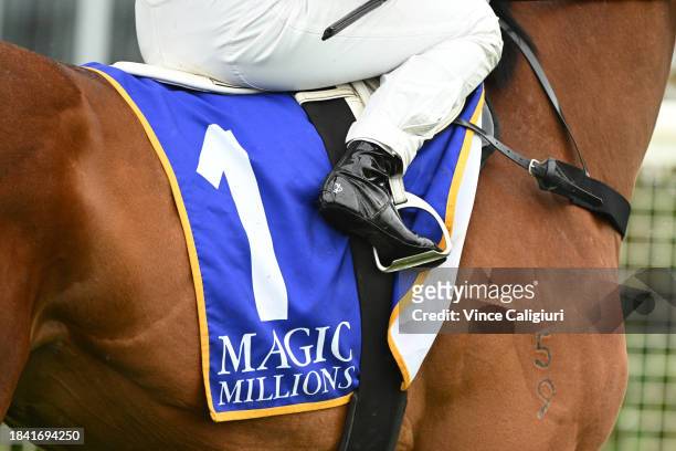 Number One saddlecloth before Race 7, the Magic Millions Ballarat 3yo 4yo Classic, during Melbourne Racing at Ballarat Racecourse on December 09,...