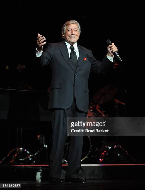 Singer Tony Bennett performs at Radio City Music Hall on October 11, 2013 in New York City.