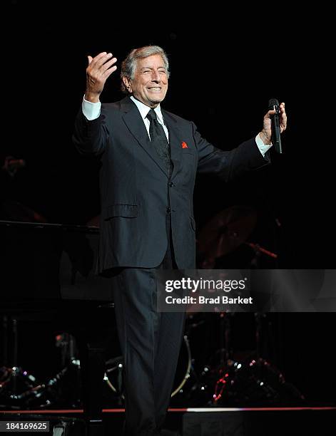 Singer Tony Bennett performs at Radio City Music Hall on October 11, 2013 in New York City.