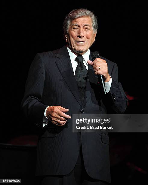 Singer Tony Bennett performs at Radio City Music Hall on October 11, 2013 in New York City.