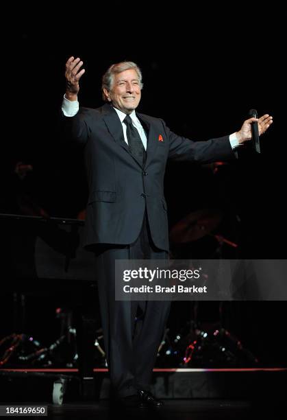 Singer Tony Bennett performs at Radio City Music Hall on October 11, 2013 in New York City.