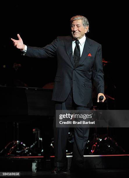 Singer Tony Bennett performs at Radio City Music Hall on October 11, 2013 in New York City.