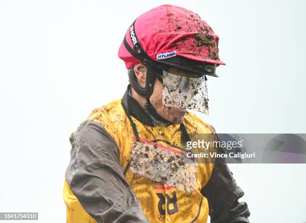 Craig Williams after riding Foxy Cleopatra unplaced in the wet conditions in Race 8, the Sportsbet Ballarat Cup, during Melbourne Racing at Ballarat...