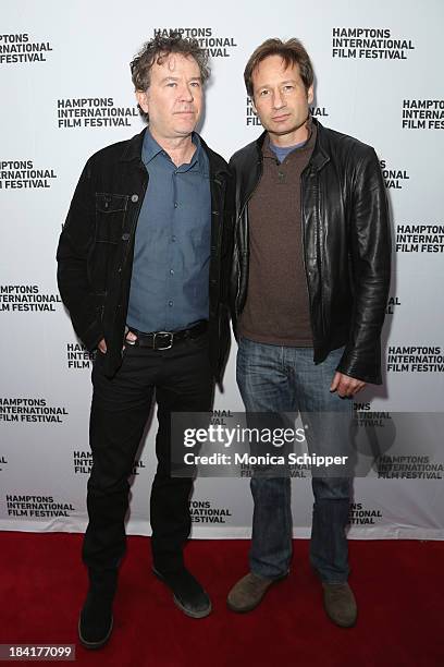 Actors Timothy Hutton and David Duchovny attend the 21st Annual Hamptons International Film Festival on October 11, 2013 in East Hampton, New York.