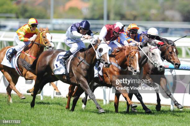 Damien Oliver riding Lion of Belfort wins from Kerrin McEvoy, Michael Rodd riding Villa Verde and Brett Prebble riding Va Pensiero and Lauren...