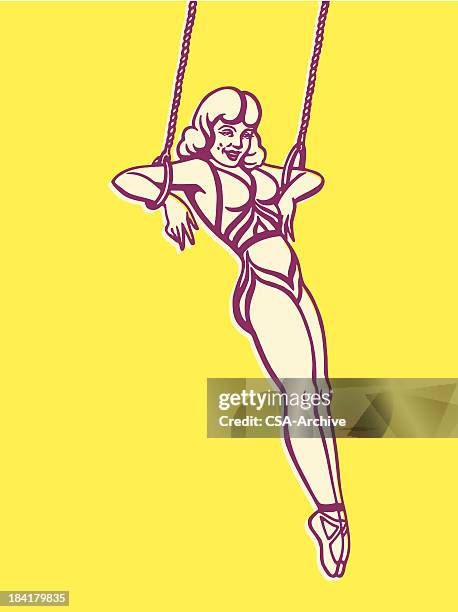 trapeze performer - trapeze stock illustrations