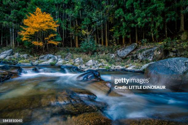 expression of a mountain stream (longexposur) - mie prefecture stock pictures, royalty-free photos & images