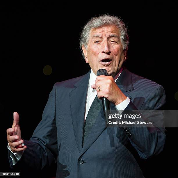 Singer Tony Bennett performs at Radio City Music Hall on October 11, 2013 in New York City.