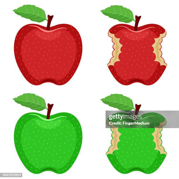 apple bite vector set - eating apple stock illustrations