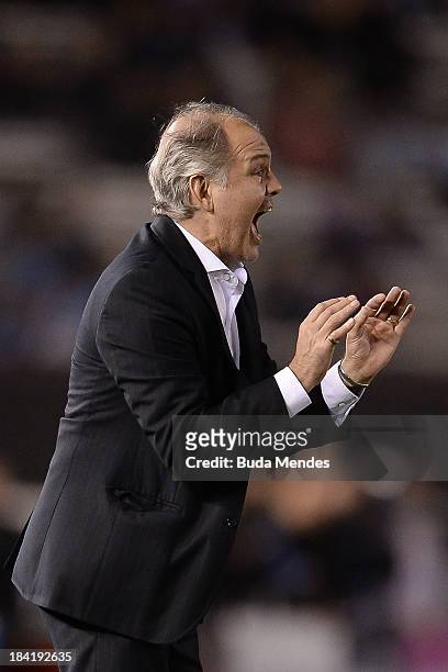 Head coach Alejandro Sabella of Argentina in action during a match between Argentina and Peru as part of the 17th round of the South American...
