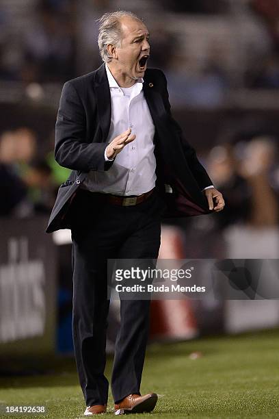 Head coach Alejandro Sabella of Argentina in action during a match between Argentina and Peru as part of the 17th round of the South American...