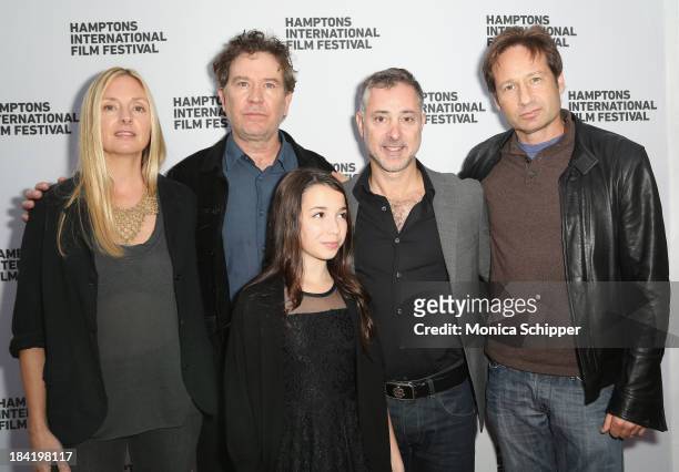 Hope Davis, Timothy Hutton, Olivia Steele Falconer, Anthony Fabian, and David Duchovny attend the 21st Annual Hamptons International Film Festival on...