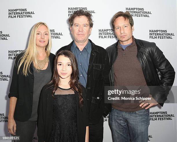 Hope Davis, Timothy Hutton, Olivia Steele Falconer, and David Duchovny attend the 21st Annual Hamptons International Film Festival on October 11,...