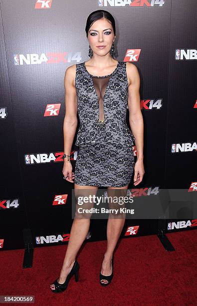 Personality Adrianne Curry attends the NBA 2K14 premiere party on September 24, 2013 at Greystone Manor Supperclub in West Hollywood, California.