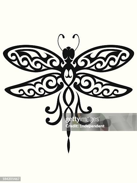 tribal dragonfly - dragonfly stock illustrations