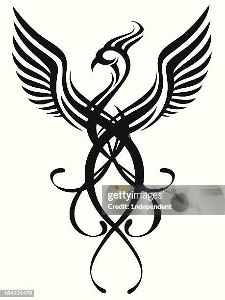 tribal phoenix - phoenix mythical bird stock-grafiken, -clipart, -cartoons und -symbole