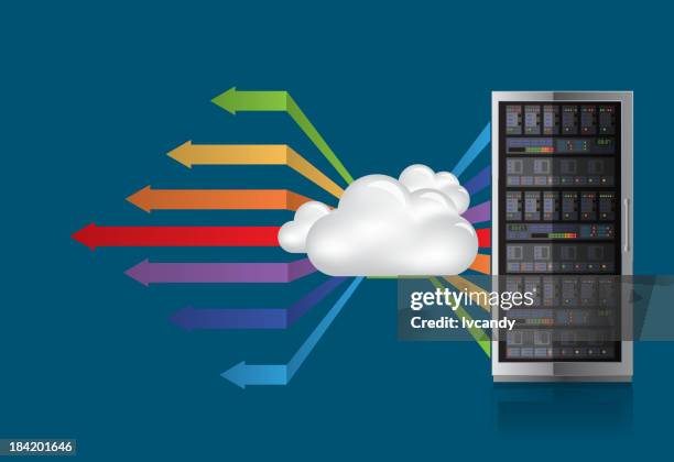 cloud computing und netzwerk-server - supercomputer stock-grafiken, -clipart, -cartoons und -symbole