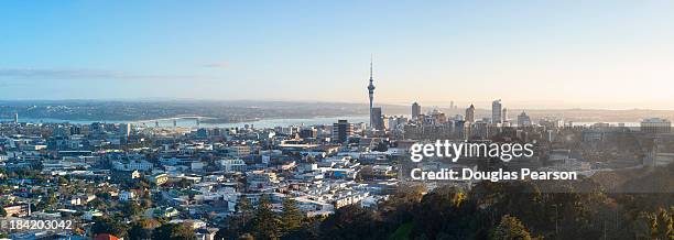 elevated view over auckland city skyline - auckland stock pictures, royalty-free photos & images