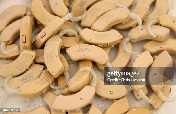 Hearing Aids sit ready to be fitted by the Starkey Foundation at Lesotho Cooperative College on October 10, 2013 in Maseru, Lesotho. Prince Harry's...