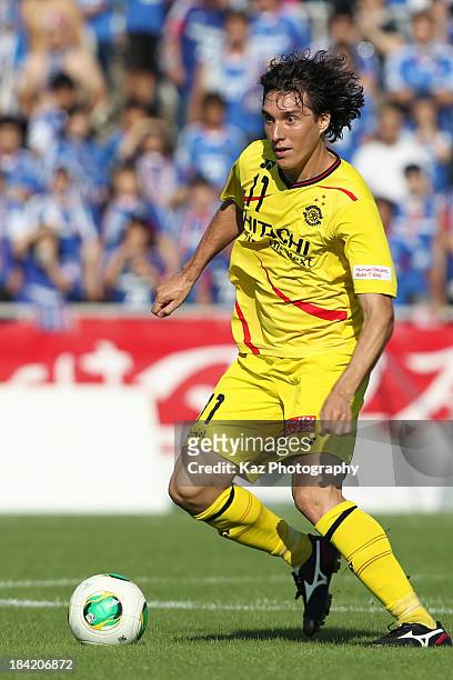 Cleo, whose real name is Cleverson Gabriel Cordova of Kashiwa Reysol in action during the Yamazaki Nabisco Cup semi final second leg match between...