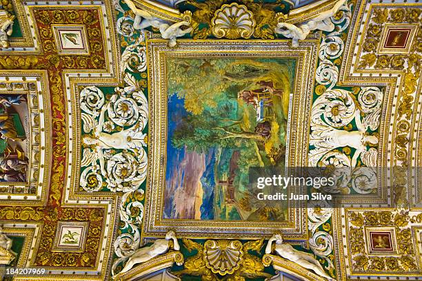 ceiling of vatican museum gallery, rome, italy - vatican museums ストックフォトと画像
