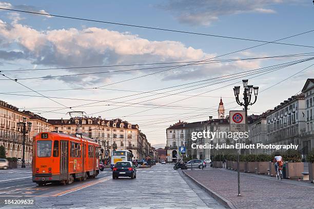 piazza vittorio veneto in the early morning. - turin stock pictures, royalty-free photos & images