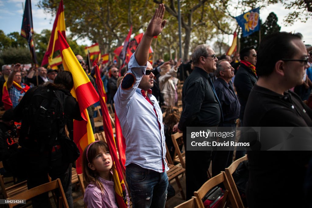 Spanish Far Right And Pro Spain Groups Participate In Demonstrations