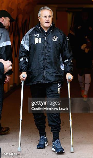 Micky Adams, manager of Port Vale looks on during the Sky Bet League One match between Port Vale and Peterborough United at Vale Park on October 12,...