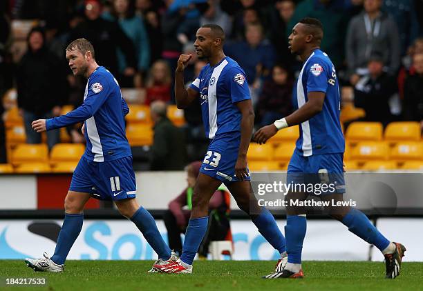 Tyrone Barnett of Peterborough United celebrates his goal during the Sky Bet League One match between Port Vale and Peterborough United at Vale Park...