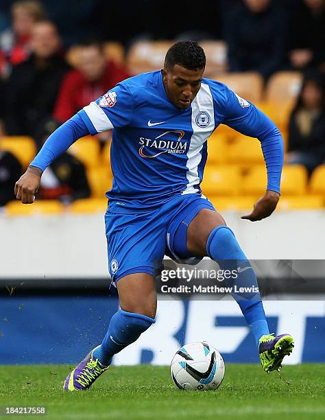 Nathaniel Mendez-Laing of Peterborough United in action during the Sky Bet League One match between Port Vale and Peterborough United at Vale Park on...