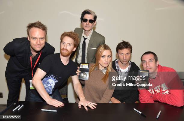 Jackson Publick, Seth Green, Doc Hammer, Clare Grant, Breckin Meyer, and Matthew Senreich attend the Robot Chicken Signing during New York Comic Con...