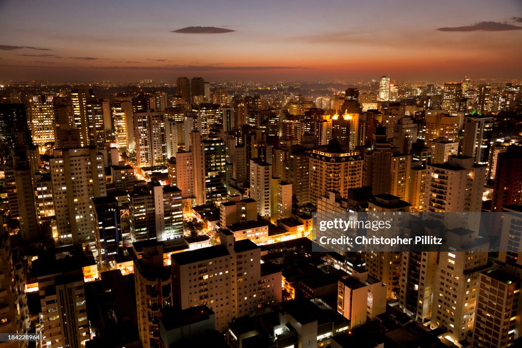 Brazil - Sao Paulo city at nightfall.