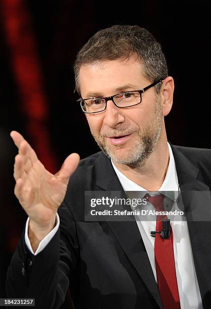 Tv host Fabio Fazio attends 'Che Tempo Che Fa' TV Show on October 12, 2013 in Milan, Italy.