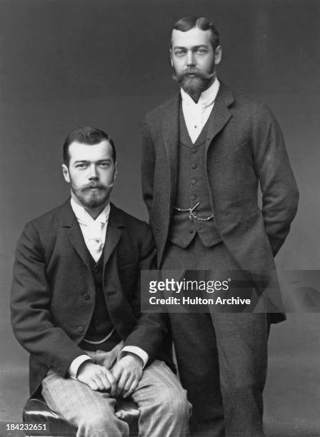 The Tsarevich of Russia , with his cousin, Prince George, Duke of York , UK, 1893. Nicholas is in Britain for George's wedding to Princess Mary of...