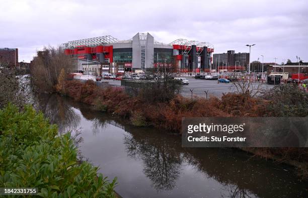General view of the canal running alongside Old Trafford prior to the Premier League match between Manchester United and AFC Bournemouth at Old...