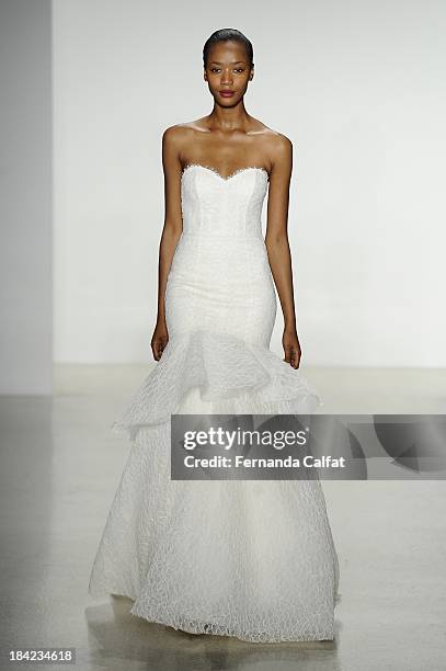 Model attends the Kenneth Pool Fall 2014 Bridal collection show at EZ Studios on October 12, 2013 in New York City.