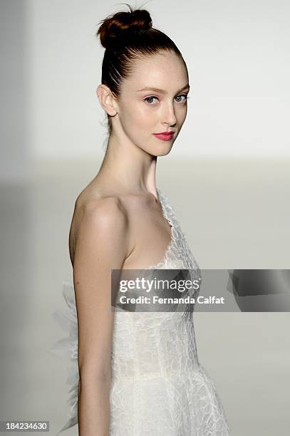 Model attends the Kenneth Pool Fall 2014 Bridal collection show at EZ Studios on October 12, 2013 in New York City.