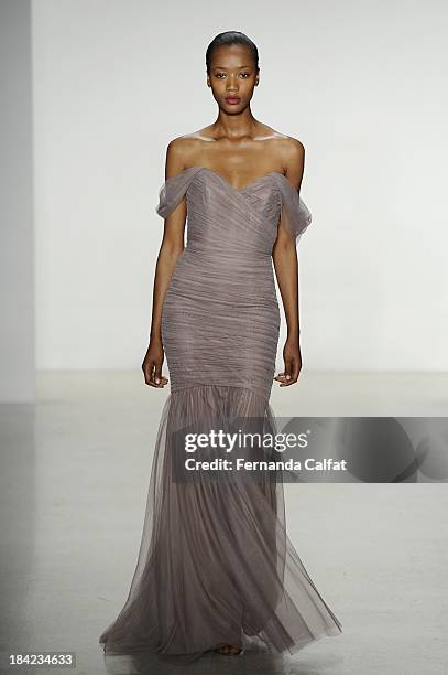 Model attends the Kenneth Pool Fall 2014 Bridal collection show at EZ Studios on October 12, 2013 in New York City.