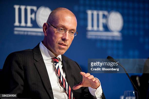 Joerg Asmussen, member of the executive board for the European Central Bank, speaks during the Institute Of International Finance Annual Membership...