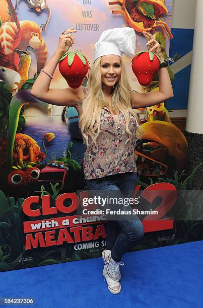 Nicola McLean attends a screening of "Cloudy With A Chance Of Meatballs 2" at Soho Hotel on October 12, 2013 in London, England.