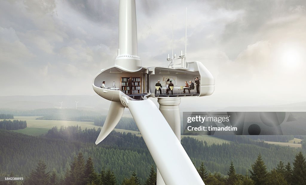 Office inside wind turbine