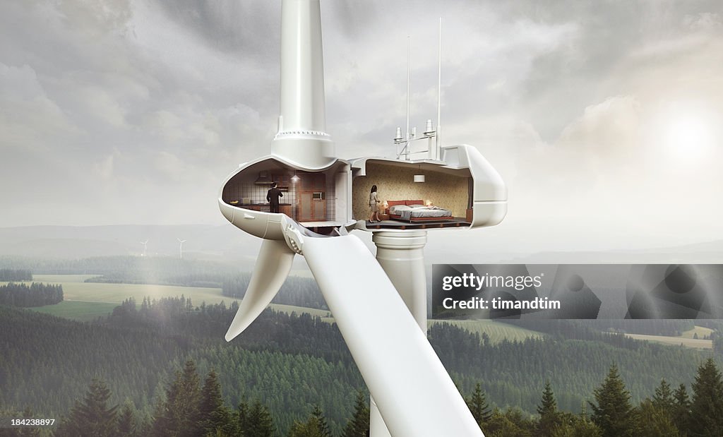 Domestic situation inside wind turbine.