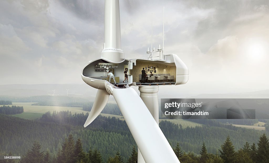 Restaurant inside wind turbine