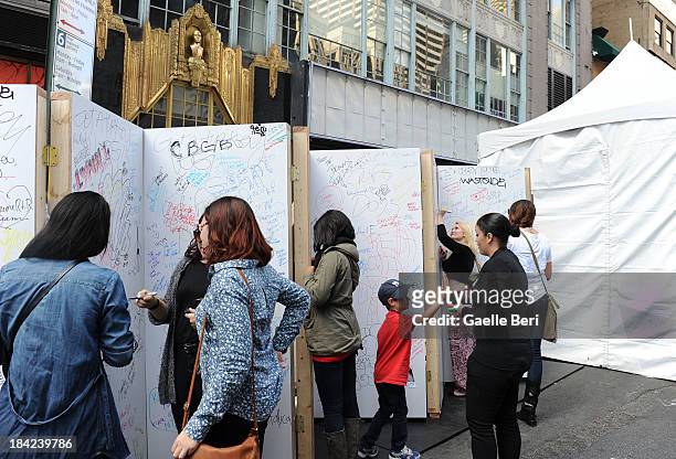General atmosphere during CBGB Music & Film Festival 2013 at Times Square on October 12, 2013 in New York City.