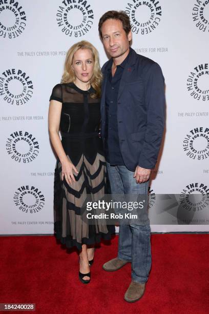 David Duchovny and Gillian Anderson attend "The Truth Is Here: David Duchovny And Gillian Anderson On The X-Files" presented by the Paley Center For...